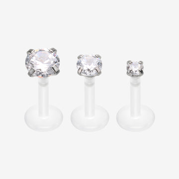 Sparkle Gem Prong Bio-Flex Labret-Clear